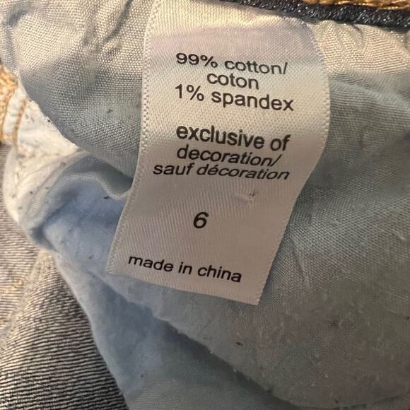 Maurices jeans raw edge distressed cropped straight leg blue denim thrashed Sz 6 - Picture 9 of 12